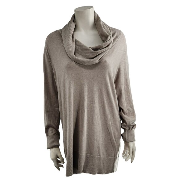 NWT MARINA RINALDI Cowl Neck Sweater L Pullover Long Sleeve Beige Casual
